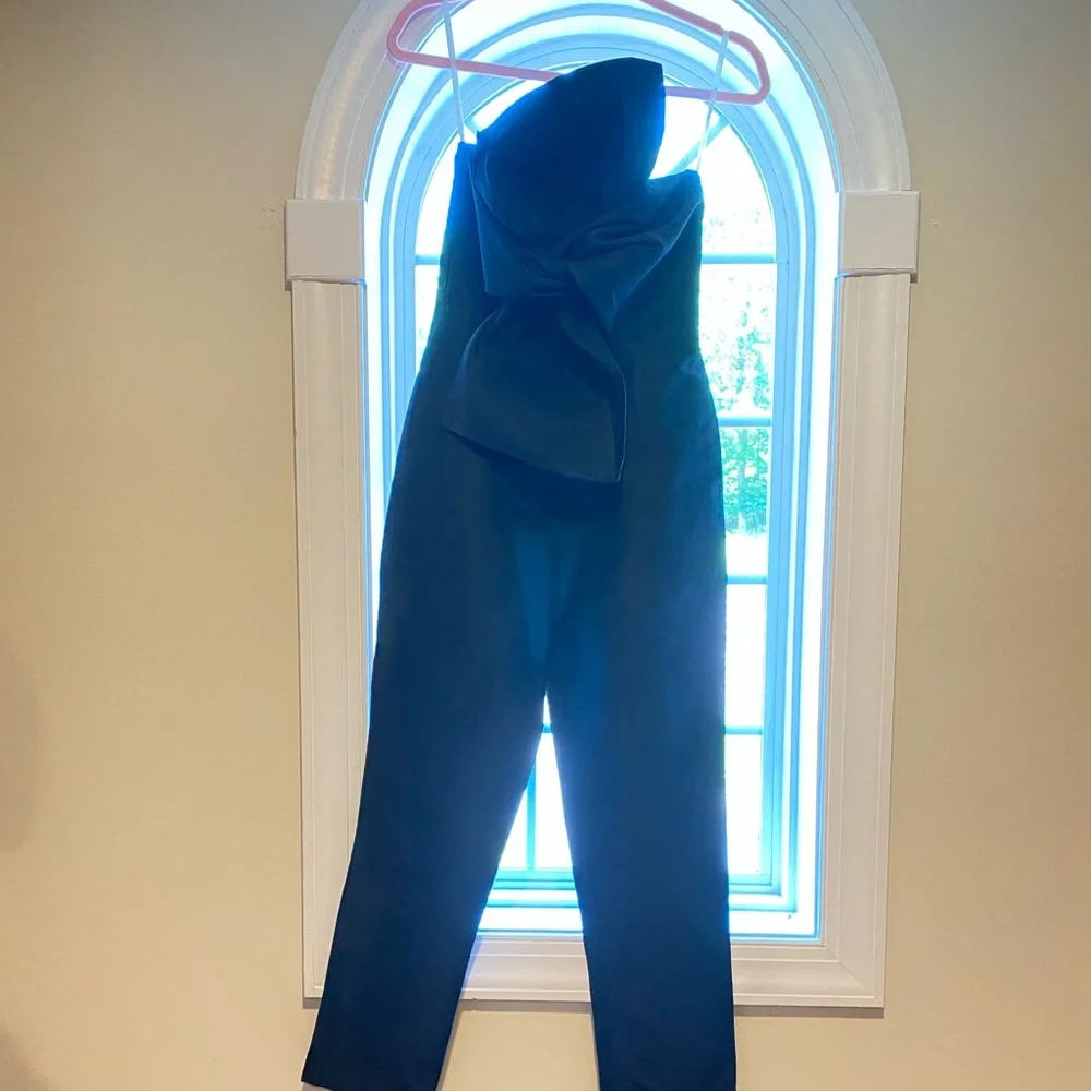 Alexia Maria Silk Faille Twisted Bow Jumpsuit. Size 4. Retail $706 - Picture 6 of 12